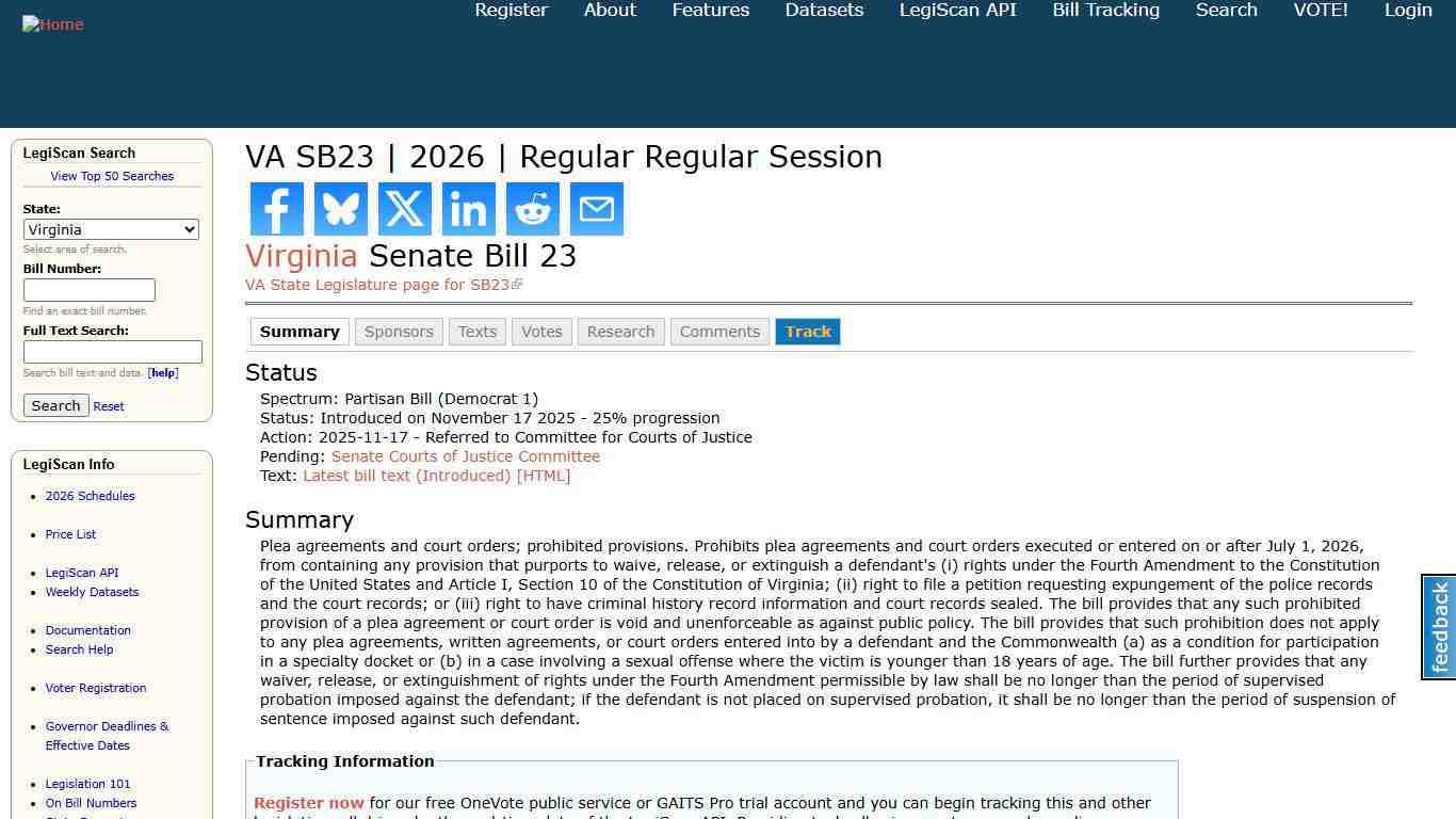 VA SB23 2026 Regular Regular Session LegiScan